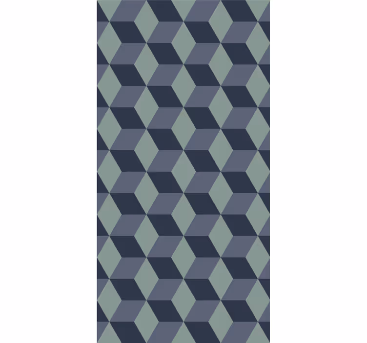 Estore de rolo vintage com padrão de cubos em azul - TenStickers