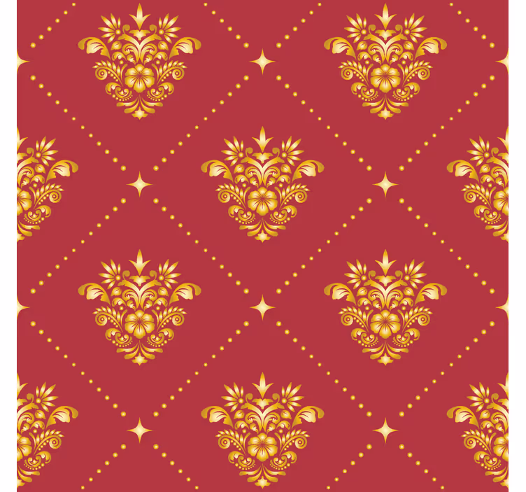 Estore de rolo vintage com padrão damasco dourado - TenStickers