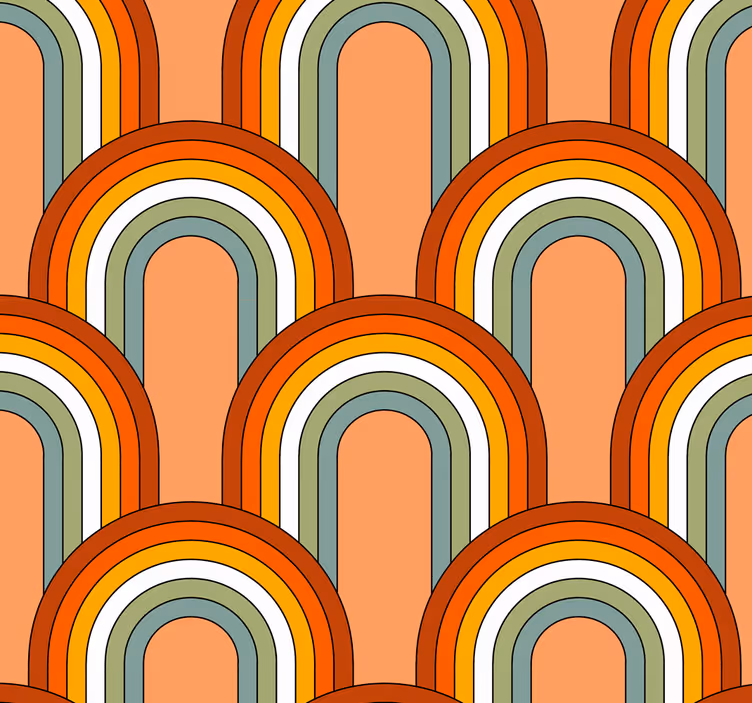 Estore de rolo vintage padrão arco-íris dos anos 70 - TenStickers