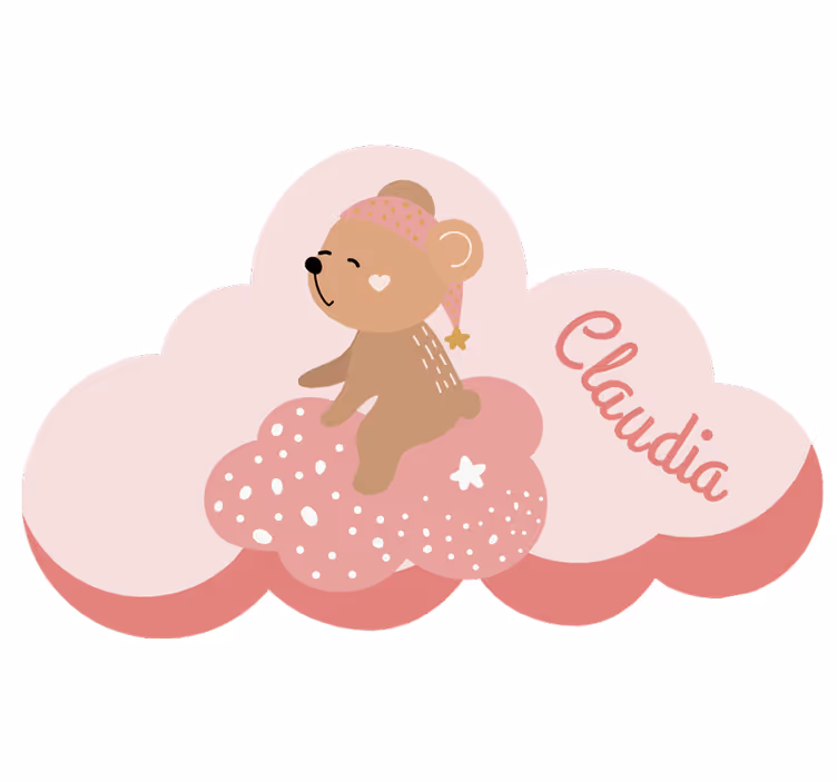 Estore de rolo rosa tapete vinílico urso rosa nórdico - TenStickers