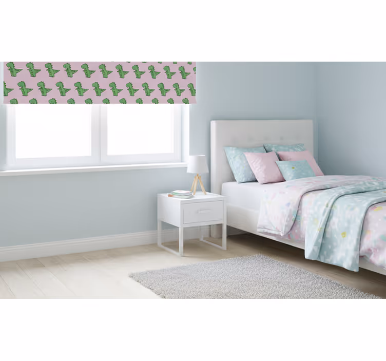 Estore de rolo rosa dinossauros em fundo rosa - TenStickers