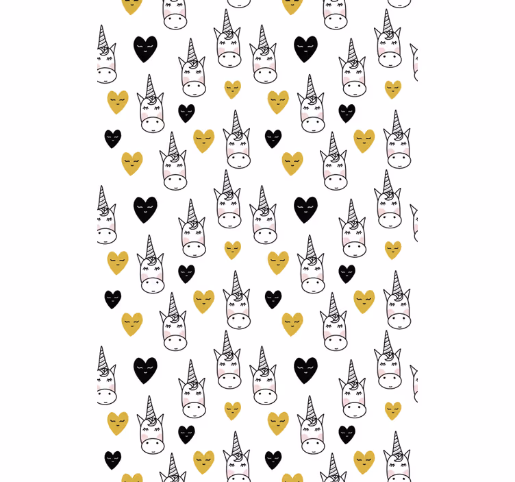 Estore de rolo animais variados padrão coração de unicórnio - TenStickers