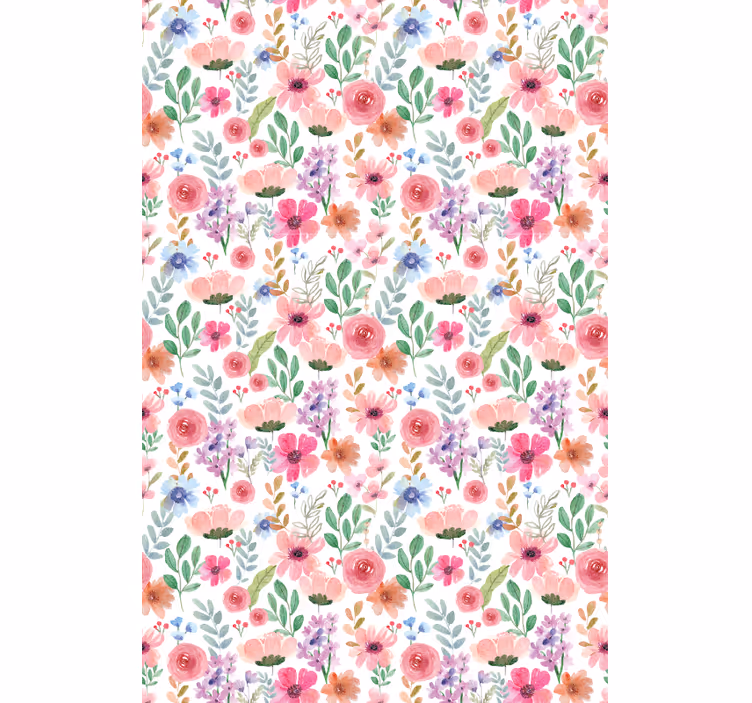 Cortina de cozinha com flores multicoloridas - TenStickers