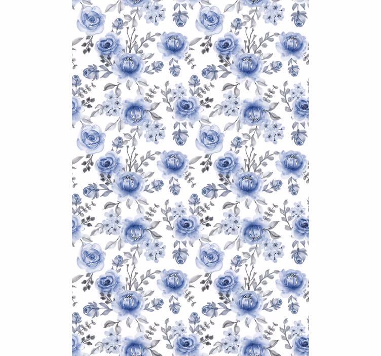 Cortina de flor padrão azul - TenStickers