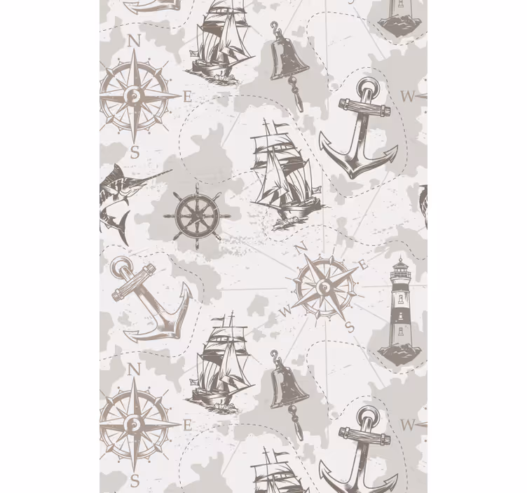 Estore de rolo vintage motivos de exploração náutica - TenStickers