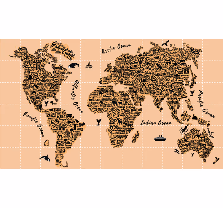Cortinas de rolo do mapa do mundo das cidades - TenStickers