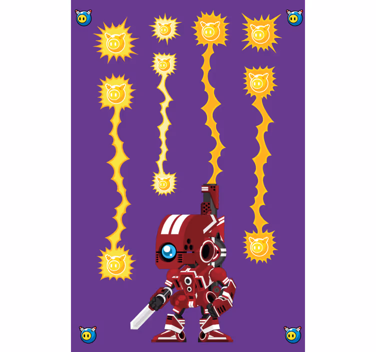 Robô atirando em cortinas de rolo geek - TenStickers