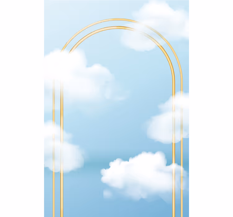 Arco abstrato com nuvens cortinas do quarto principal - TenStickers