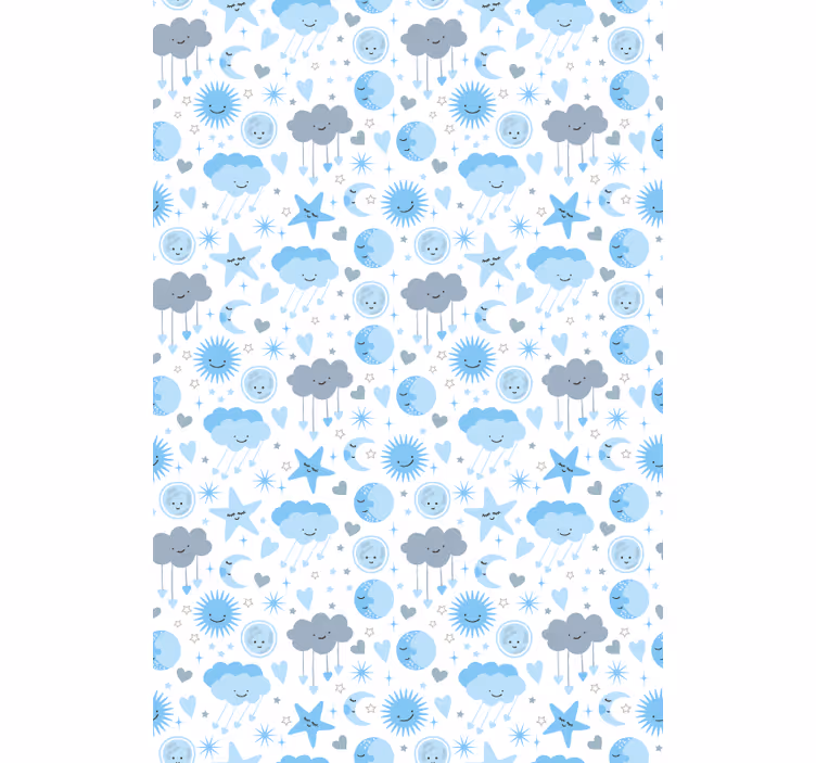 Estore de rolo de nuvens padrão estrelado azul - TenStickers
