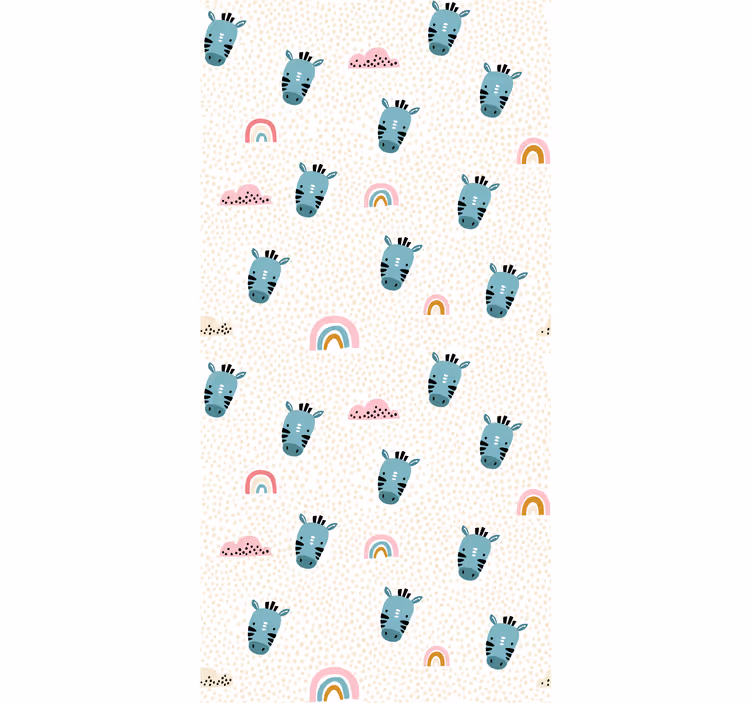 Estore de rolo infantil zebras azuis e arco-íris - TenStickers