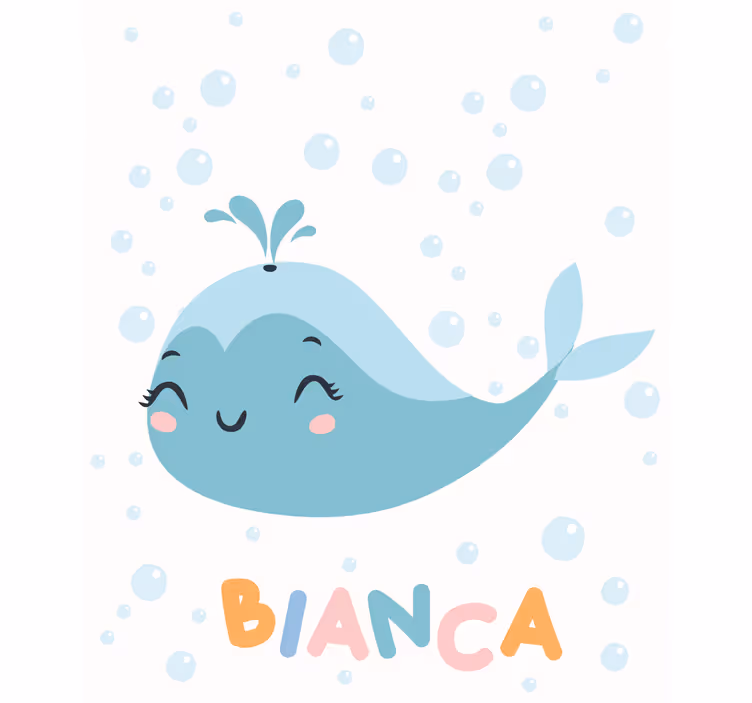 Baleia feliz com pintura cega de nome - TenStickers