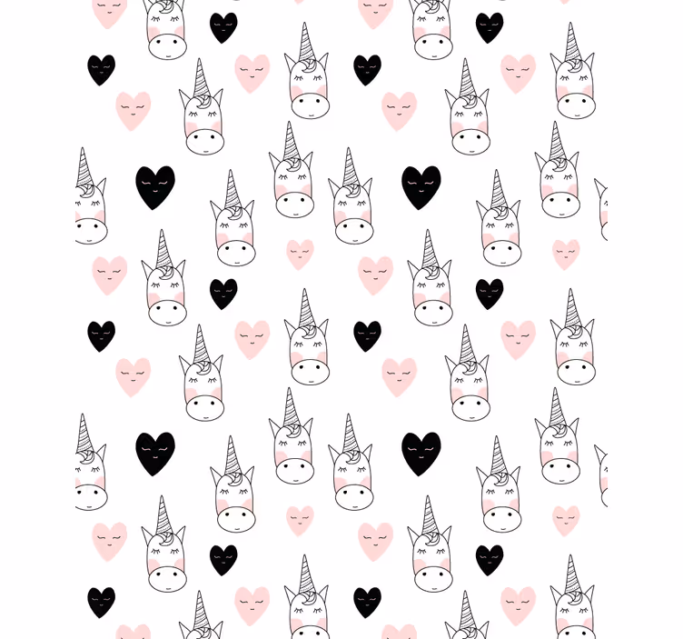 Estore de rolo infantil corações de unicórnio minimalistas - TenStickers
