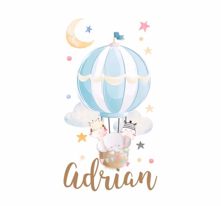 Animais em balão com estrelas e nuvens cegas - TenStickers