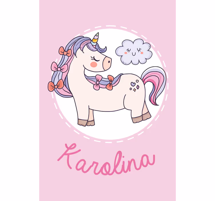 Unicórnio rosa com estampa personalizada do nome - TenStickers