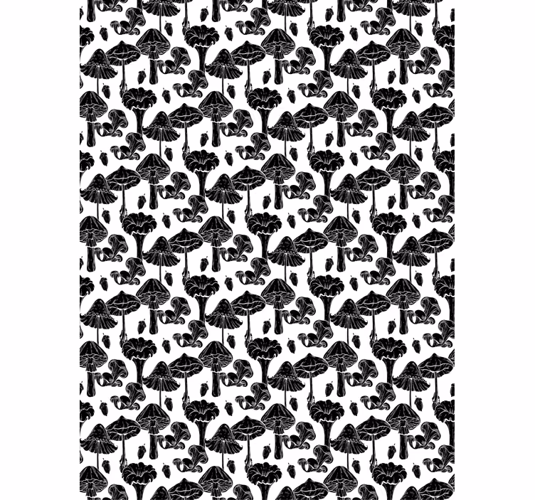 Cortina de cozinha com padrão de cogumelo preto elegante - TenStickers
