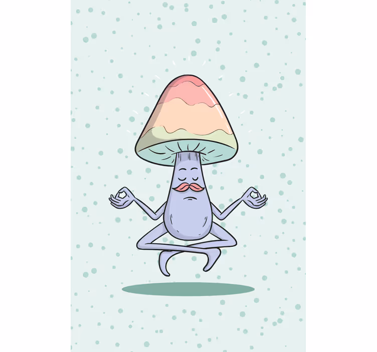 Cartoon cogumelo meditando cego de cozinha - TenStickers