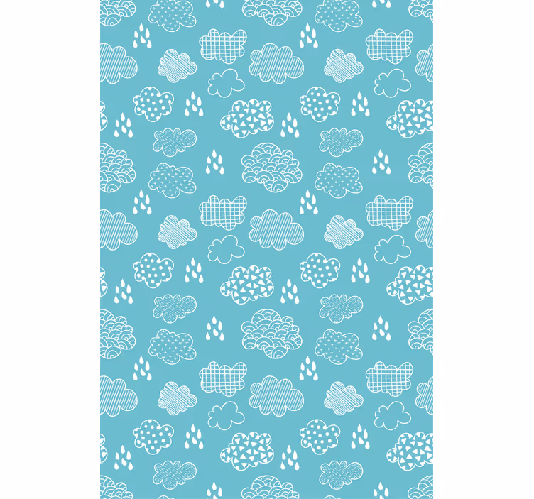 Estore de rolo de nuvens padrão de desenho azul - TenStickers