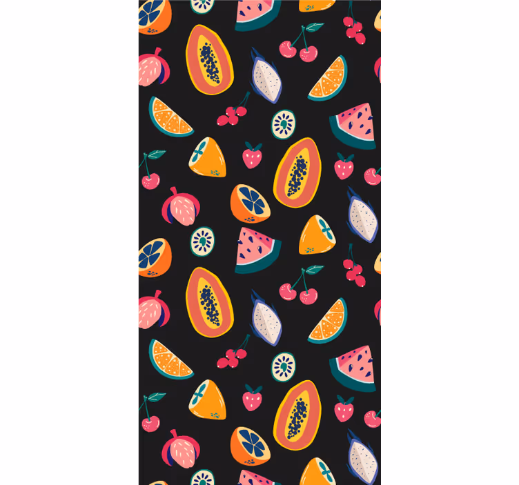 Frutas multicoloridas em fundo preto cego - TenStickers