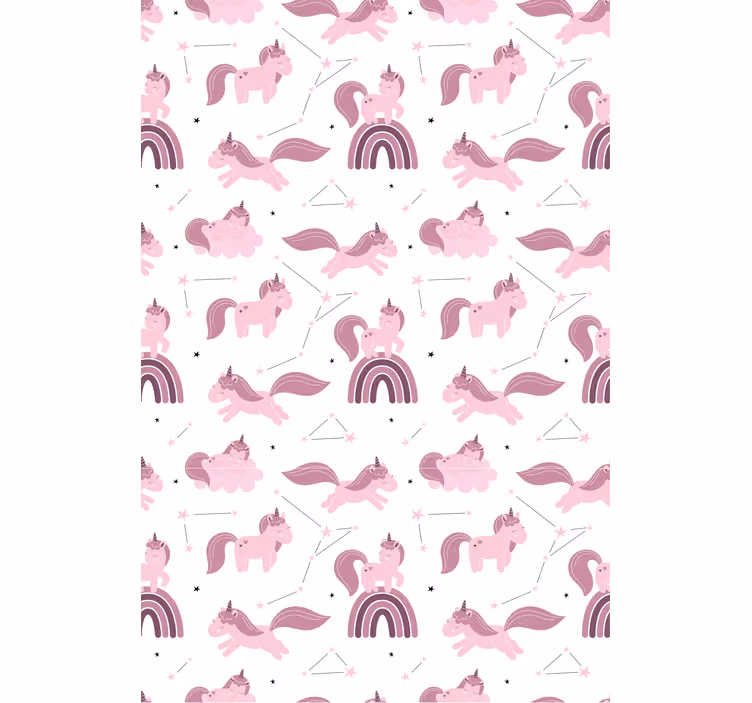 Estore de rolo infantil unicórnios e arcos rosa - TenStickers