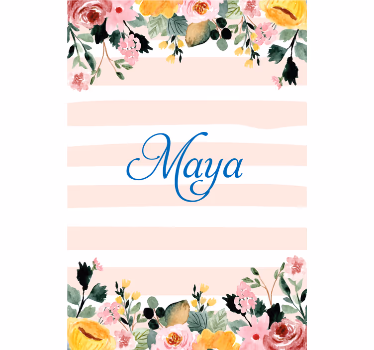 Nome azul com cortinas de rolo personalizadas de flores - TenStickers