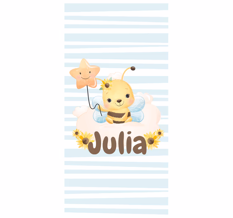Estore de rolo infantil abelha fofa com nome - TenStickers