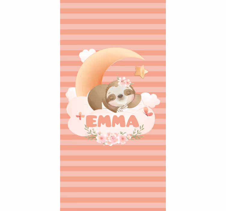 Estore de rolo infantil nome com preguiça e lua - TenStickers