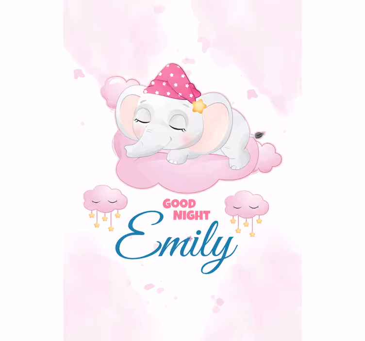 Estore de rolo infantil elefante dormindo com nome - TenStickers