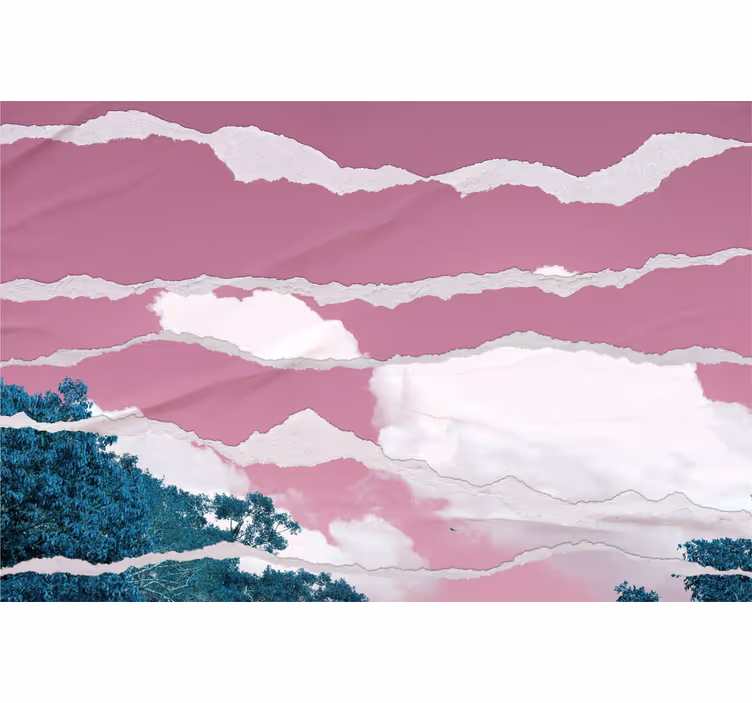 Estore de rolo de nuvens horizonte rosa nublado - TenStickers
