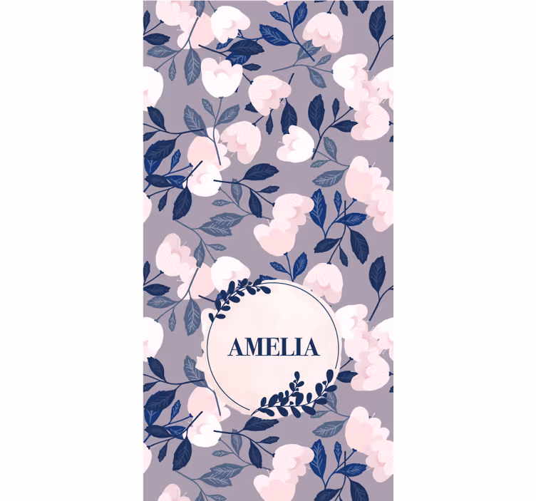 Estore de rolo juvenil design floral roxo com nome - TenStickers