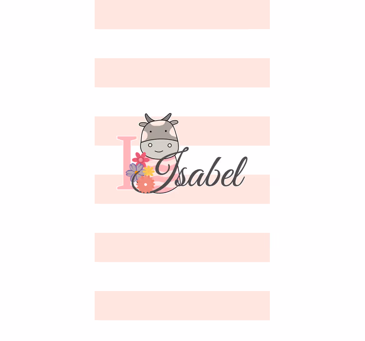 Estore de rolo infantil vaca com flores e nome - TenStickers