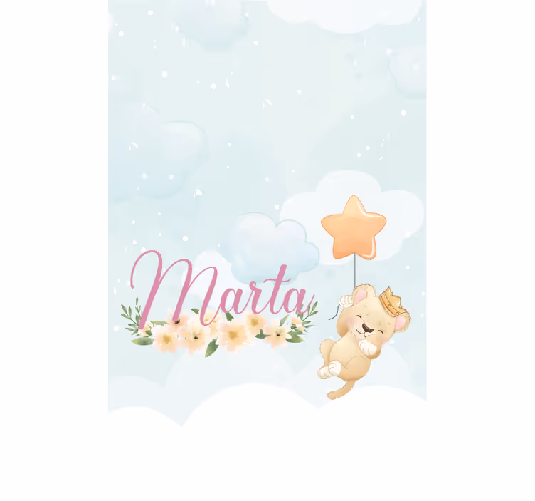 Estore de rolo quarto de bebé leão bby com estrela e nome - TenStickers