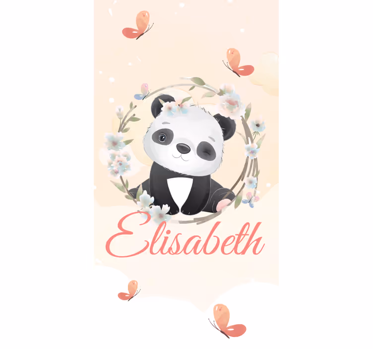 Estore de rolo infantil bebê panda com nome - TenStickers