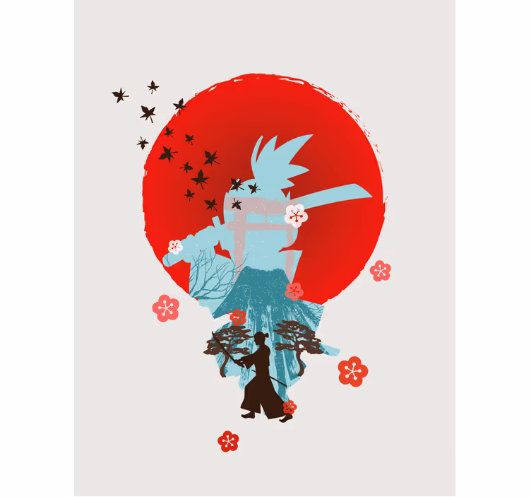 Estore de rolo de super-heróis silhueta de samurai - TenStickers