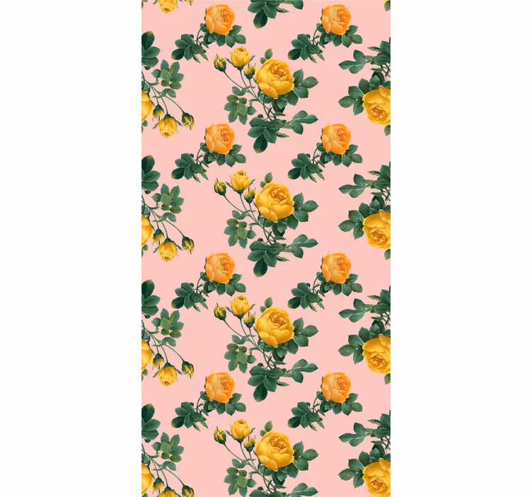 Estore de rolo sala de jantar padrão de rosas amarelas - TenStickers