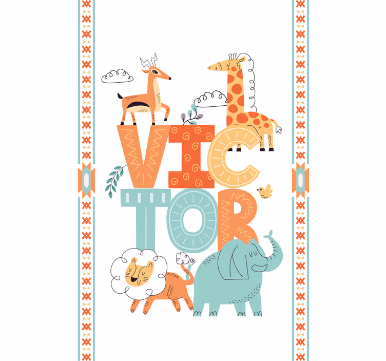 Animais da selva personalizáveis cortinas de nome - TenStickers