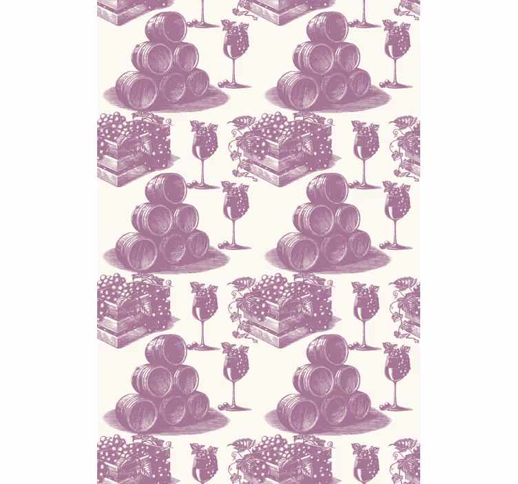 Padrão vintage francês em cortina clássica violeta - TenStickers