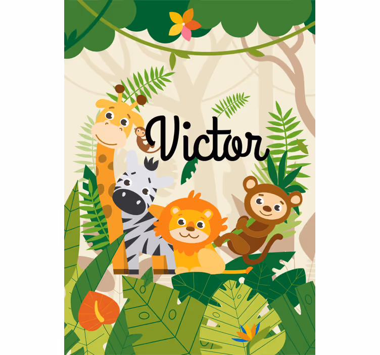 Estore de rolo infantil animais da selva personalizadosAnimais da - TenStickers