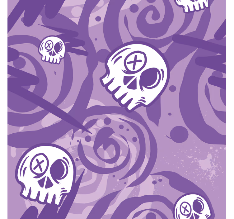 Estore de rolo juvenil graffiti lilás com caveiras - TenStickers