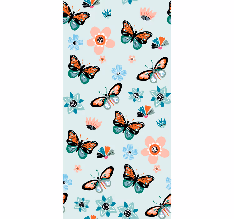 Estore de rolo infantil borboletas e flores - TenStickers