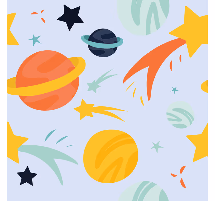 Estore de rolo divertidos padrão de planetas - TenStickers