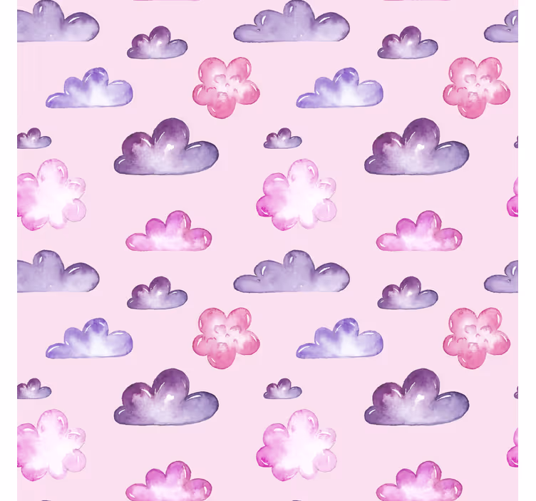 Estore de rolo de nuvens padrão rosa - TenStickers