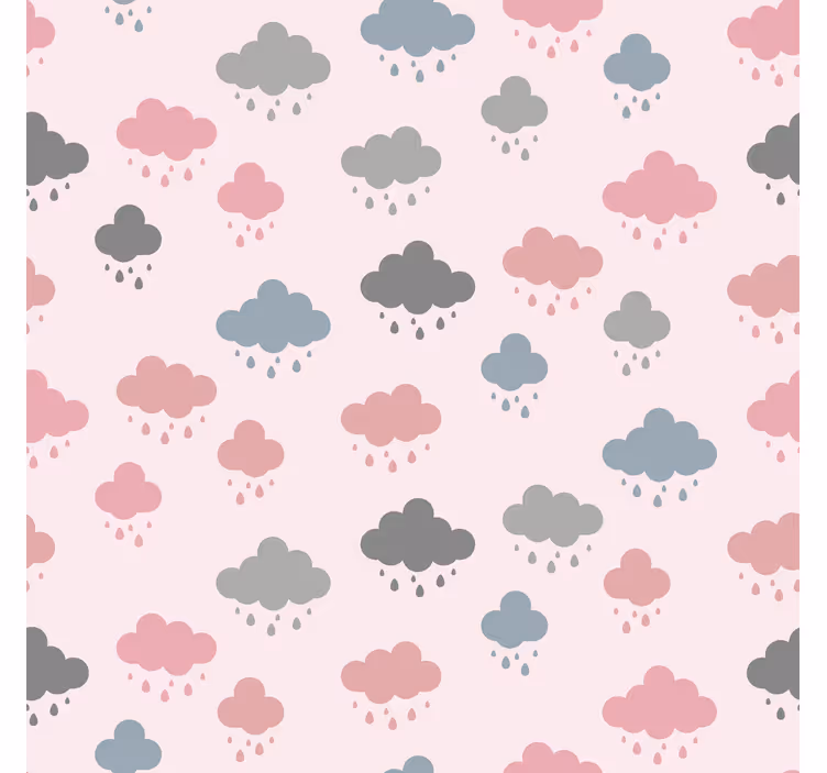Estore de rolo de nuvens chuva rosa e cinza - TenStickers