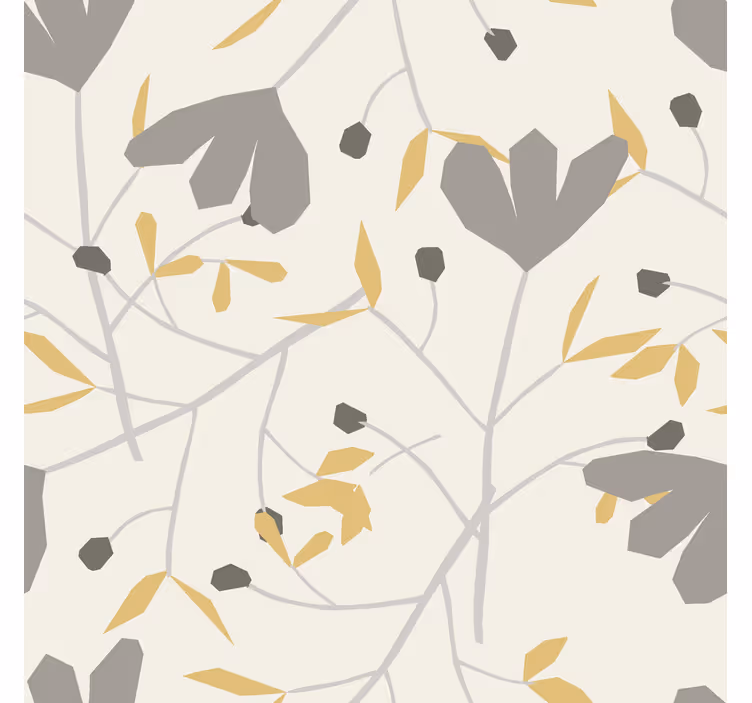 Estore de rolo nórdico flores cinza e amarelas - TenStickers