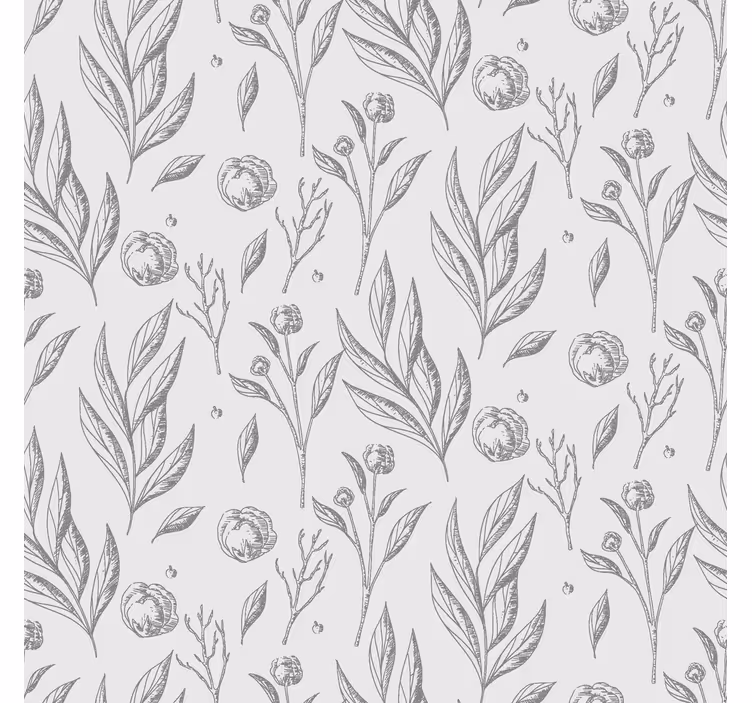 Estore de rolo nórdico padrão floral cinza - TenStickers