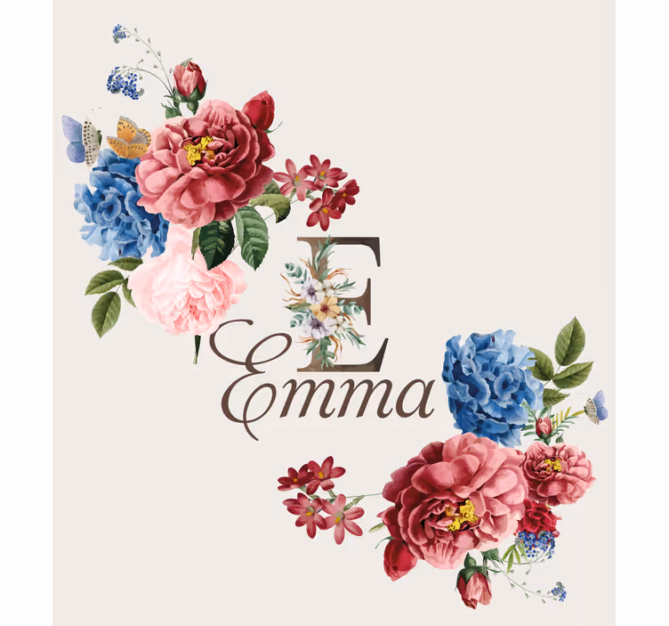 Estore de rolo personalizável inicial floral - TenStickers