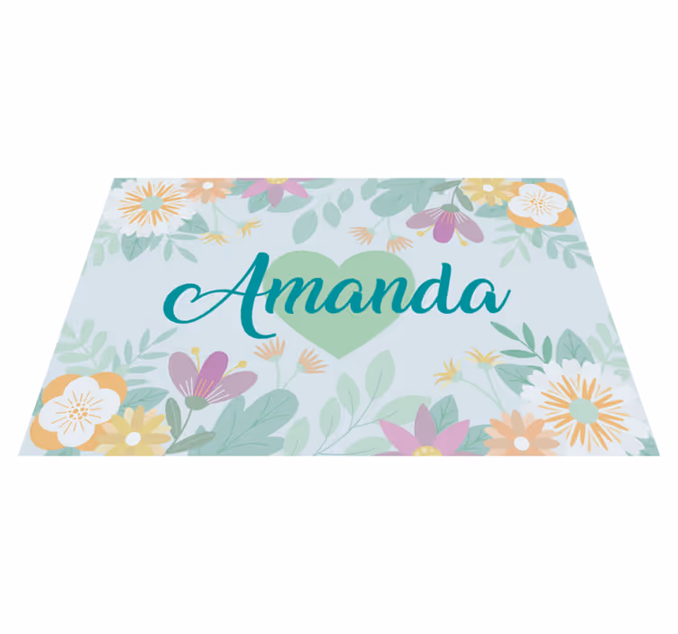 Individuais de mesa com nome Coração e flores - TenStickers