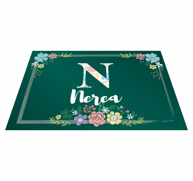 Individuais de mesa com nome design floral inicial - TenStickers