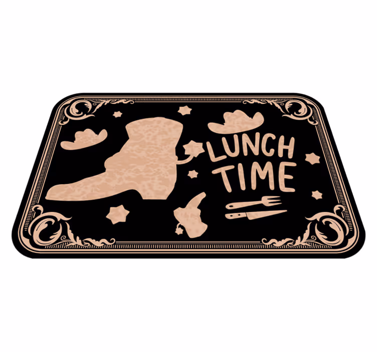 Individuais de mesa com texto hora do almoço ocidental - TenStickers