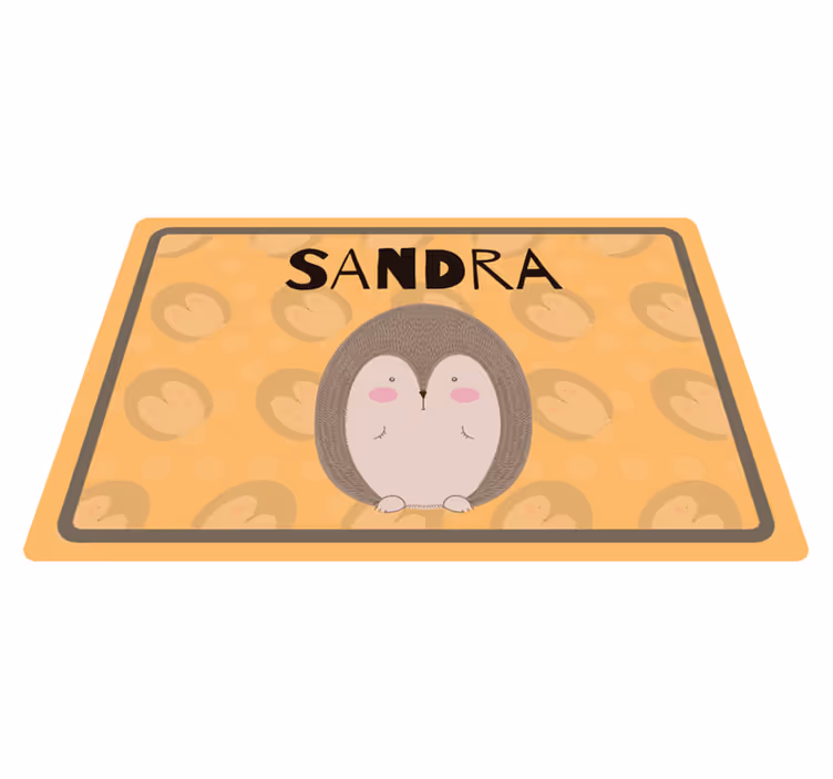 Porco-espinho desenhado com nome individuais de mesa ouriço - TenStickers