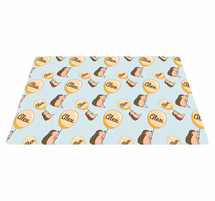 Porco-espinho com balão e nome de individuais de mesa - TenStickers